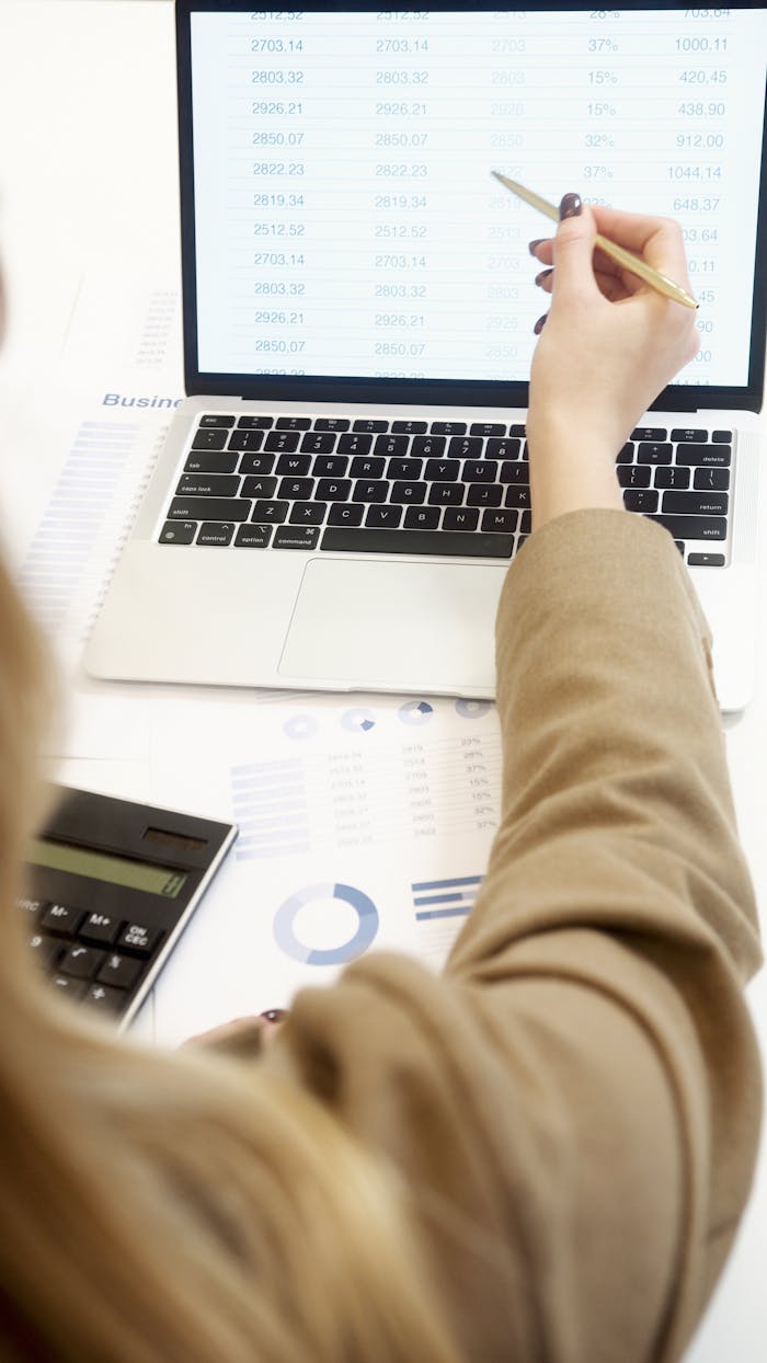 home-services-01 Business professional analyzing financial data on a laptop for strategic decision making.